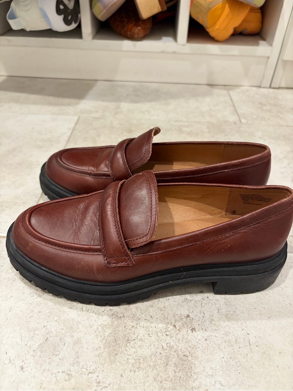 Madewell Burgundy Leather Lug Sole Penny Loafers - Picture 5 of 8